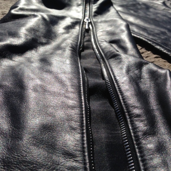 Leather Pants w/ Side Zippers and Laced Fly - Chrome by Carrie Basham - Picture 5 of 8